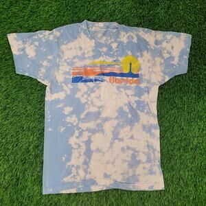 Vintage 80s Florida Beach Shirt Small 18x25 Crop Bleached